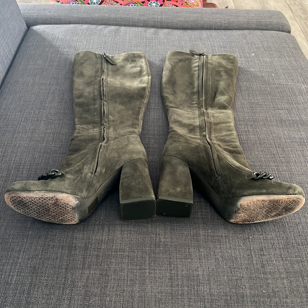Olive Green Knee-High Boots - Picture 12 of 13